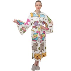 Set Kawaii Doodles Maxi Velour Kimono by Vaneshart