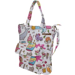 Set Kawaii Doodles Shoulder Tote Bag by Vaneshart