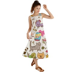 Set Kawaii Doodles Summer Maxi Dress by Vaneshart