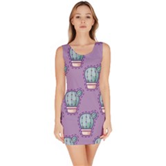 Seamless Pattern Patches Cactus Pots Plants Bodycon Dress by Vaneshart