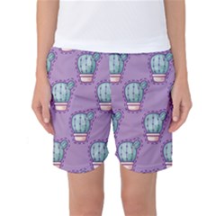 Seamless Pattern Patches Cactus Pots Plants Women s Basketball Shorts by Vaneshart