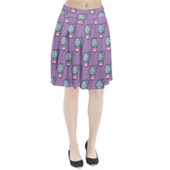 Seamless Pattern Patches Cactus Pots Plants Pleated Skirt by Vaneshart