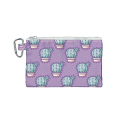 Seamless Pattern Patches Cactus Pots Plants Canvas Cosmetic Bag (small) by Vaneshart