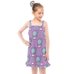 Seamless Pattern Patches Cactus Pots Plants Kids  Overall Dress by Vaneshart