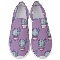 Seamless Pattern Patches Cactus Pots Plants Men s Slip On Sneakers by Vaneshart