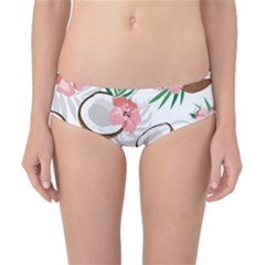 Seamless Pattern Coconut Piece Palm Leaves With Pink Hibiscus Classic Bikini Bottoms by Vaneshart