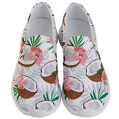 Seamless Pattern Coconut Piece Palm Leaves With Pink Hibiscus Men s Lightweight Slip Ons by Vaneshart