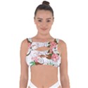 Seamless Pattern Coconut Piece Palm Leaves With Pink Hibiscus Bandaged Up Bikini Top View1