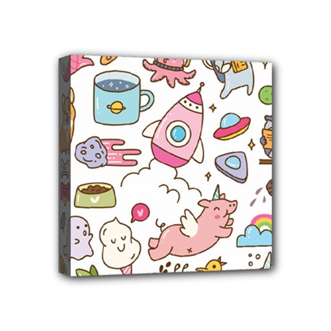 Set Kawaii Doodles Mini Canvas 4  X 4  (stretched) by Vaneshart