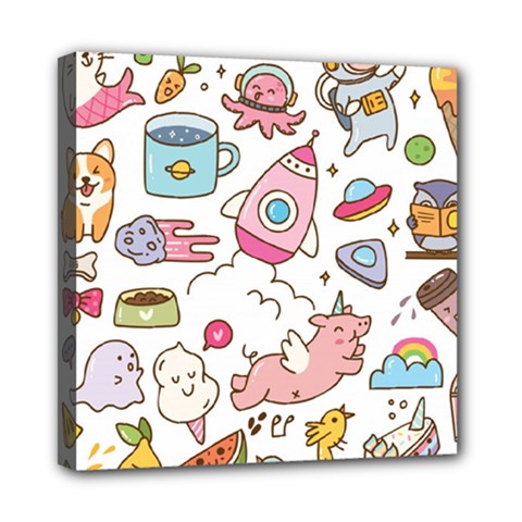 Set Kawaii Doodles Mini Canvas 8  X 8  (stretched) by Vaneshart