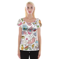 Set Kawaii Doodles Cap Sleeve Top by Vaneshart