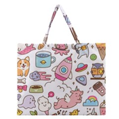 Set Kawaii Doodles Zipper Large Tote Bag by Vaneshart