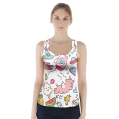 Set Kawaii Doodles Racer Back Sports Top by Vaneshart