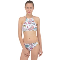 Set Kawaii Doodles Racer Front Bikini Set by Vaneshart