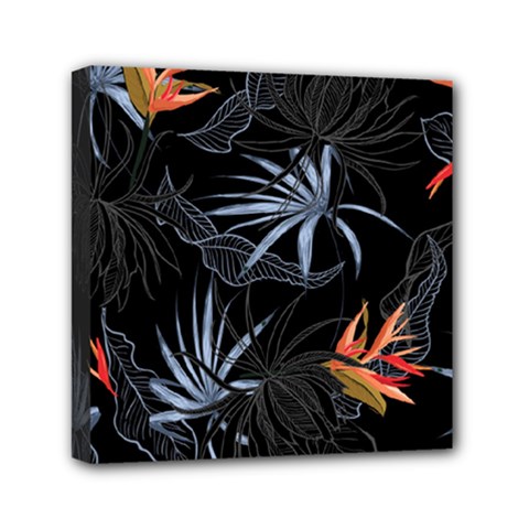 Exotic Flower Leaves Seamless Pattern Mini Canvas 6  X 6  (stretched) by Vaneshart