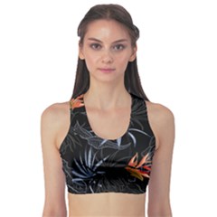 Exotic Flower Leaves Seamless Pattern Sports Bra by Vaneshart