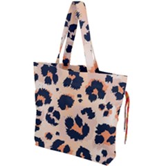 Leopard Pattern Funny Drawing Seamless Pattern Drawstring Tote Bag by Vaneshart