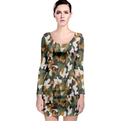 Vector Seamless Military Camouflage Pattern Seamless Vector Abstract Background Long Sleeve Bodycon Dress by Vaneshart