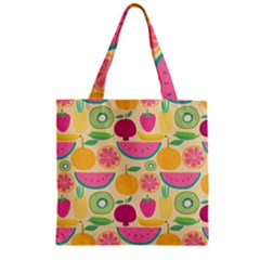 Seamless Pattern With Fruit Vector Illustrations Gift Wrap Design Zipper Grocery Tote Bag by Vaneshart