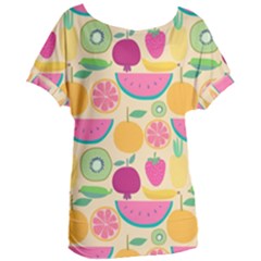 Seamless Pattern With Fruit Vector Illustrations Gift Wrap Design Women s Oversized Tee by Vaneshart