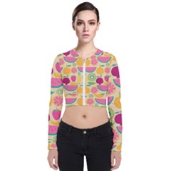 Seamless Pattern With Fruit Vector Illustrations Gift Wrap Design Long Sleeve Zip Up Bomber Jacket