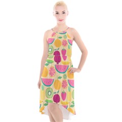 Seamless Pattern With Fruit Vector Illustrations Gift Wrap Design High-low Halter Chiffon Dress  by Vaneshart