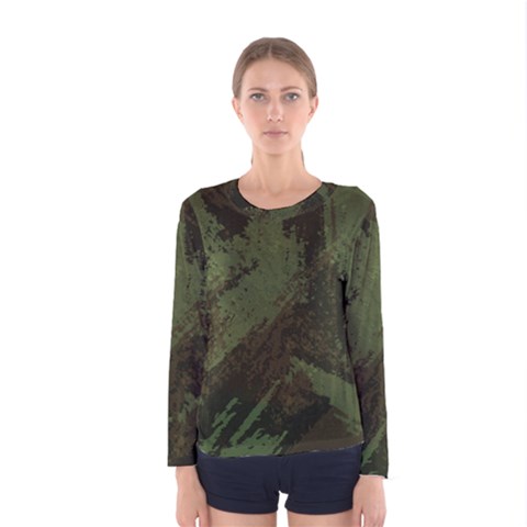 Camouflage Brush Strokes Background Women s Long Sleeve Tee by Vaneshart