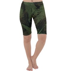 Camouflage Brush Strokes Background Cropped Leggings  by Vaneshart