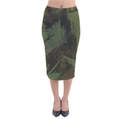 Camouflage Brush Strokes Background Velvet Midi Pencil Skirt by Vaneshart