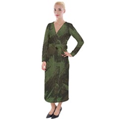 Camouflage Brush Strokes Background Velvet Maxi Wrap Dress by Vaneshart