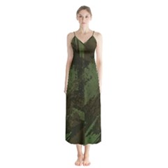 Camouflage Brush Strokes Background Button Up Chiffon Maxi Dress by Vaneshart