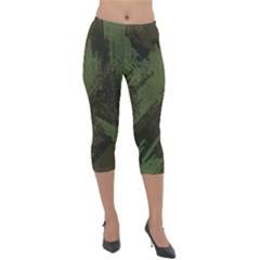 Camouflage Brush Strokes Background Lightweight Velour Capri Leggings  by Vaneshart