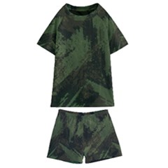 Camouflage Brush Strokes Background Kids  Swim Tee And Shorts Set by Vaneshart