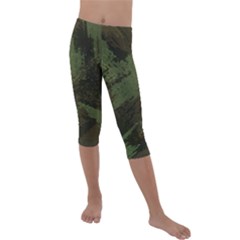 Camouflage Brush Strokes Background Kids  Lightweight Velour Capri Leggings  by Vaneshart