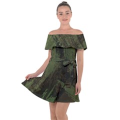 Camouflage Brush Strokes Background Off Shoulder Velour Dress by Vaneshart