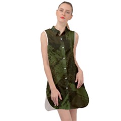 Camouflage Brush Strokes Background Sleeveless Shirt Dress by Vaneshart