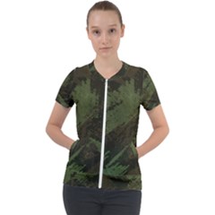 Camouflage Brush Strokes Background Short Sleeve Zip Up Jacket by Vaneshart