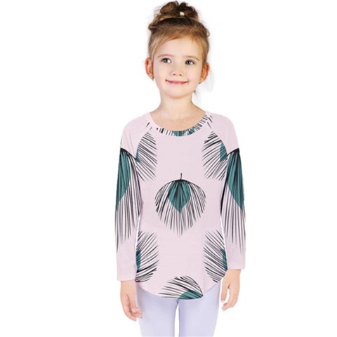 Green Tropical Leaves Seamless Pattern Kids  Long Sleeve Tee by Vaneshart