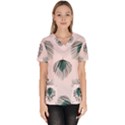 Green Tropical Leaves Seamless Pattern Women s V-Neck Scrub Top View1