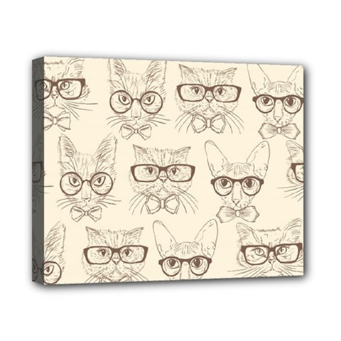 Seamless Pattern Hand Drawn Cats With Hipster Accessories Canvas 10  X 8  (stretched) by Vaneshart