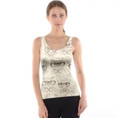 Seamless Pattern Hand Drawn Cats With Hipster Accessories Tank Top by Vaneshart