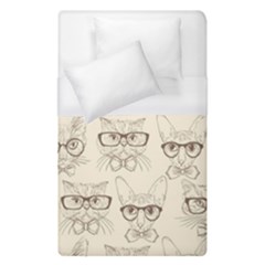 Seamless Pattern Hand Drawn Cats With Hipster Accessories Duvet Cover (single Size) by Vaneshart