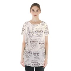 Seamless Pattern Hand Drawn Cats With Hipster Accessories Skirt Hem Sports Top by Vaneshart