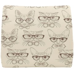 Seamless Pattern Hand Drawn Cats With Hipster Accessories Seat Cushion by Vaneshart