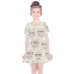 Seamless Pattern Hand Drawn Cats With Hipster Accessories Kids  Simple Cotton Dress by Vaneshart