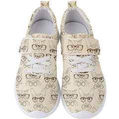 Seamless Pattern Hand Drawn Cats With Hipster Accessories Men s Velcro Strap Shoes by Vaneshart