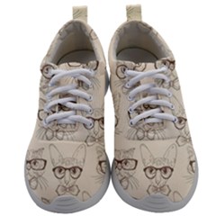 Seamless Pattern Hand Drawn Cats With Hipster Accessories Mens Athletic Shoes