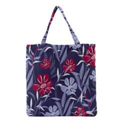 Abstract Seamless Pattern With Colorful Tropical Leaves Flowers Purple Grocery Tote Bag by Vaneshart