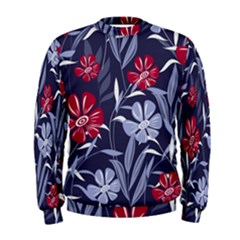 Abstract Seamless Pattern With Colorful Tropical Leaves Flowers Purple Men s Sweatshirt by Vaneshart