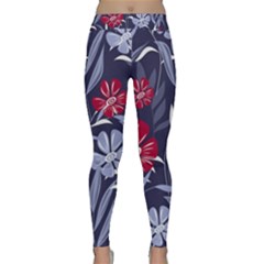 Abstract Seamless Pattern With Colorful Tropical Leaves Flowers Purple Classic Yoga Leggings by Vaneshart